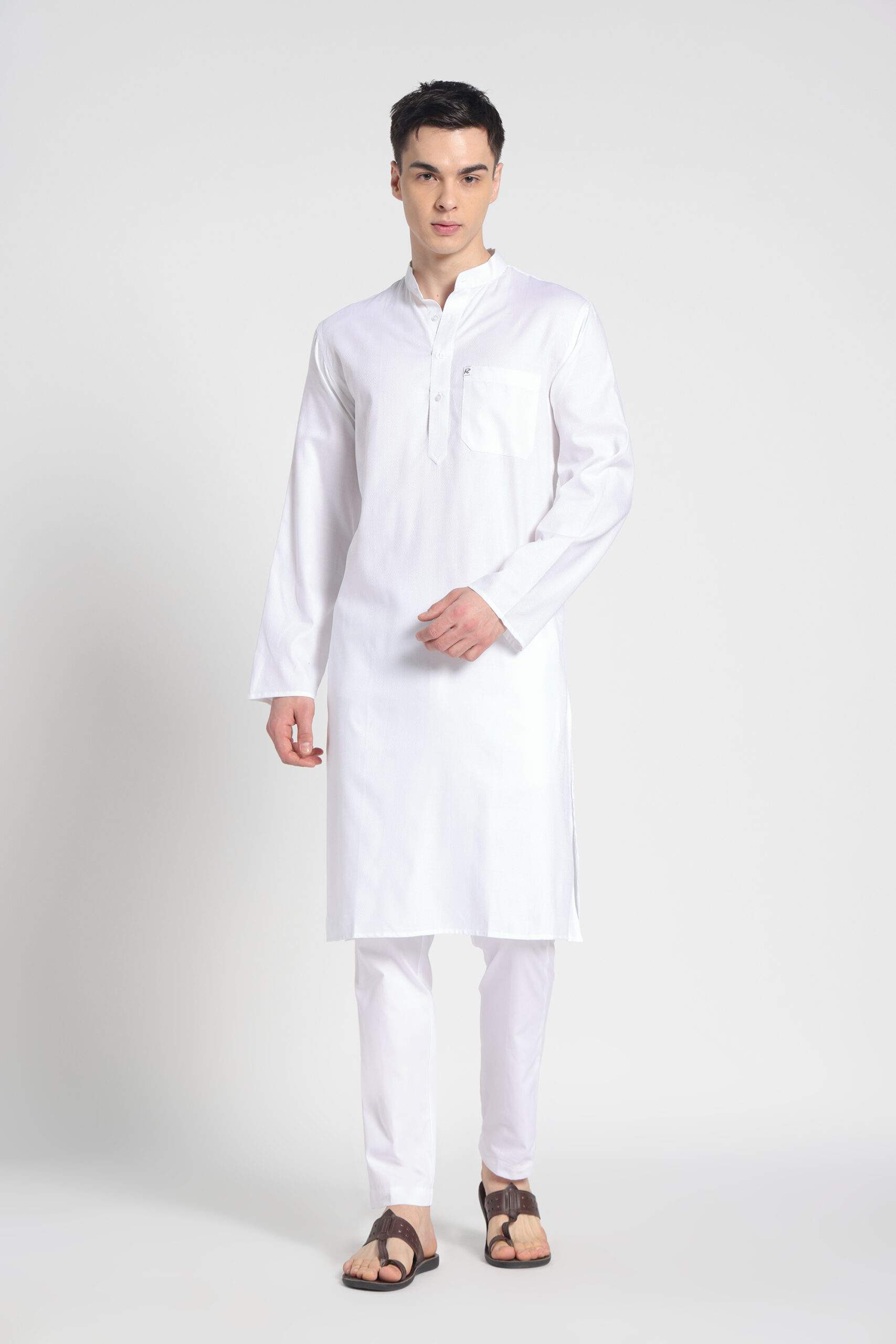 White Texture Prime Dobby Cotton Kurta