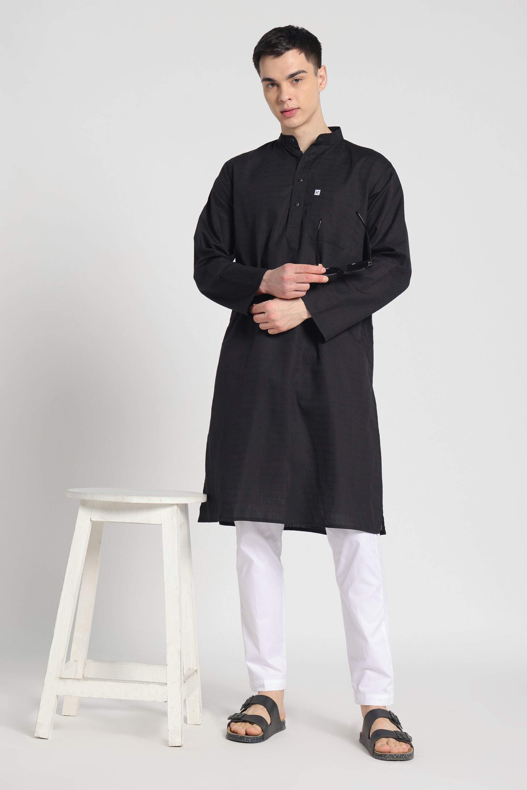 Classic Midnight Black Cotton Kurta