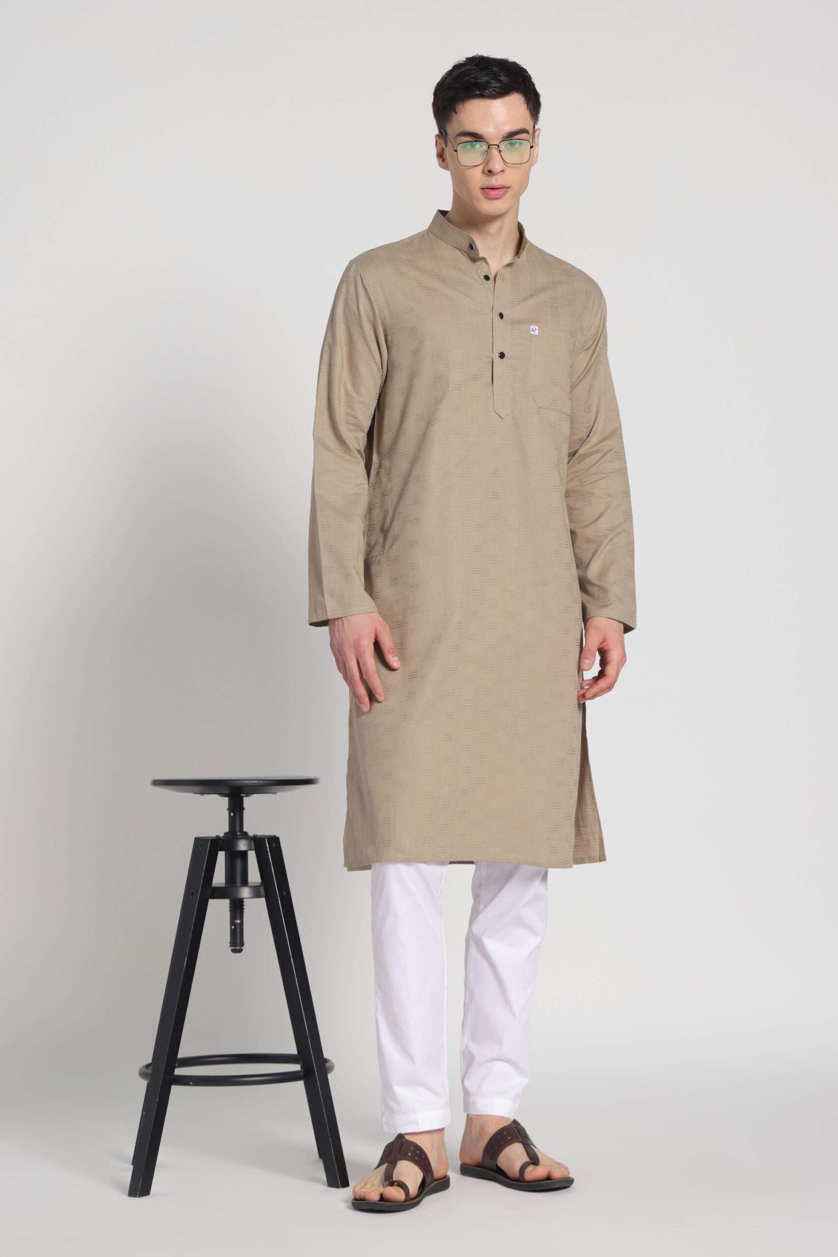 Sahara Fawn Dobby Cotton Kurta