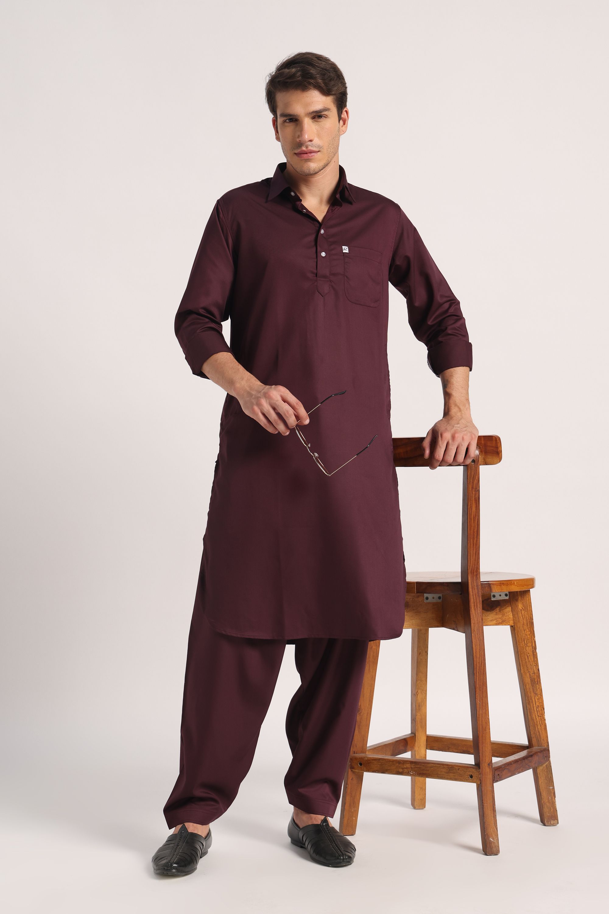 Burgundy Signature Pathani Suit