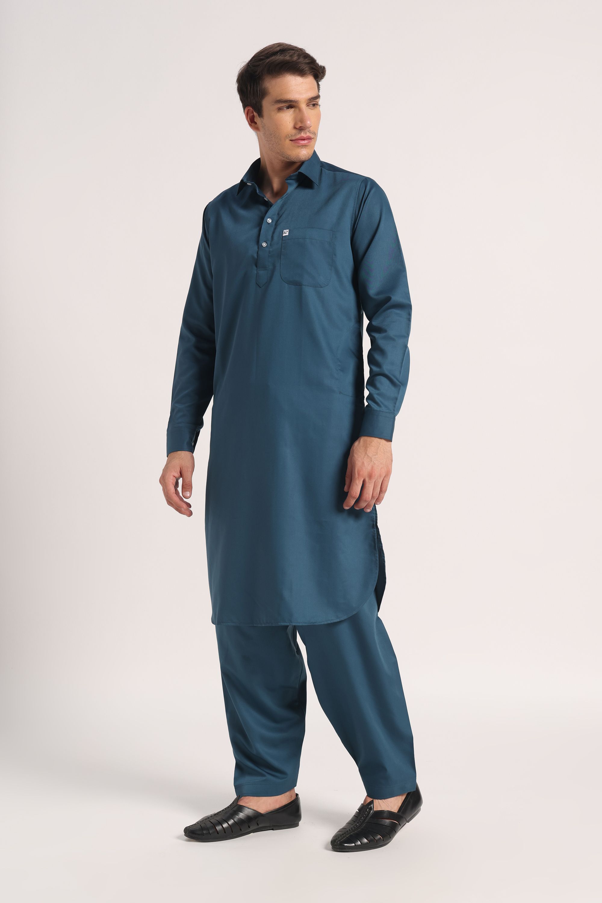 Teal Blue Signature Pathani Suit