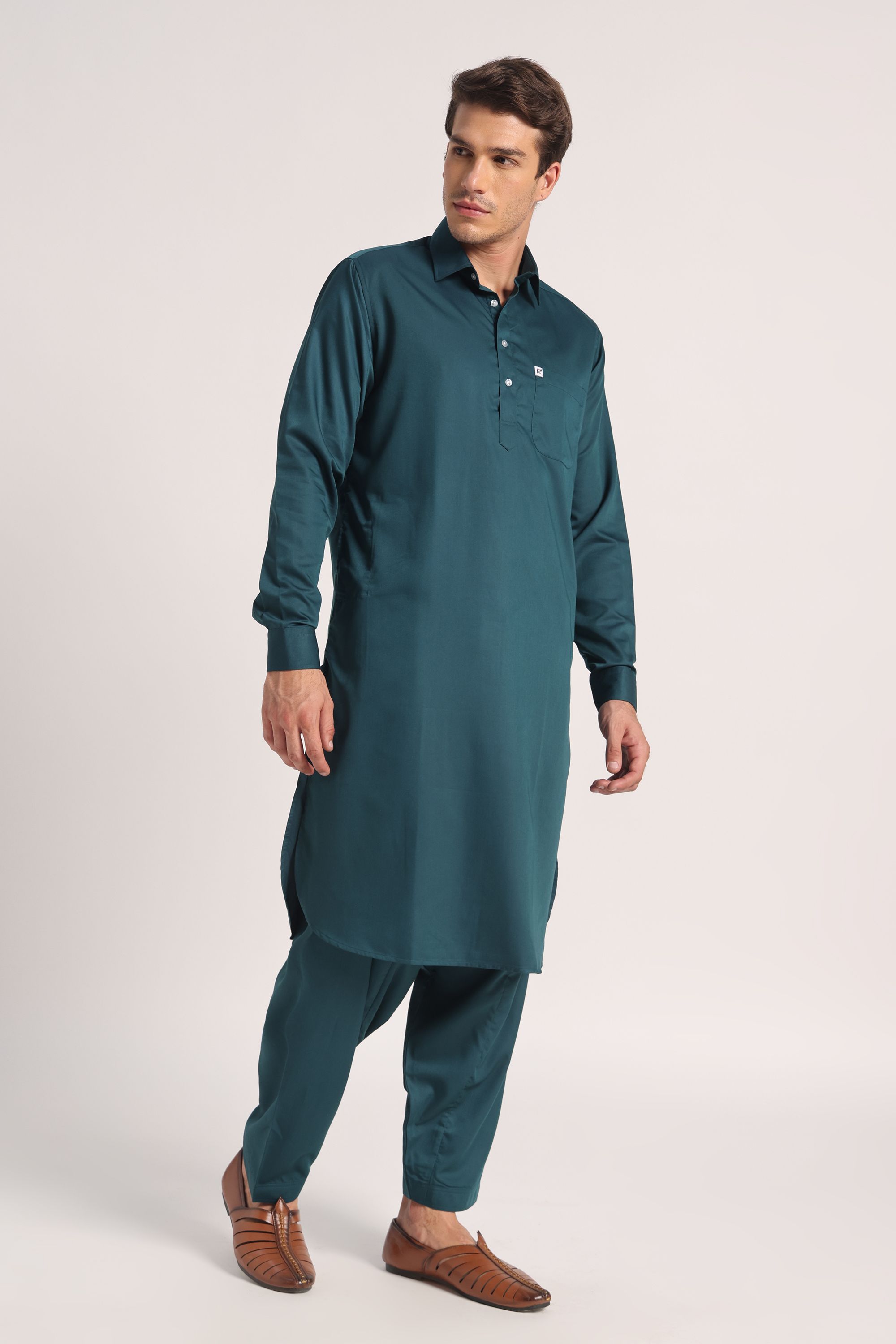Teal Green Classic Pathani Suit