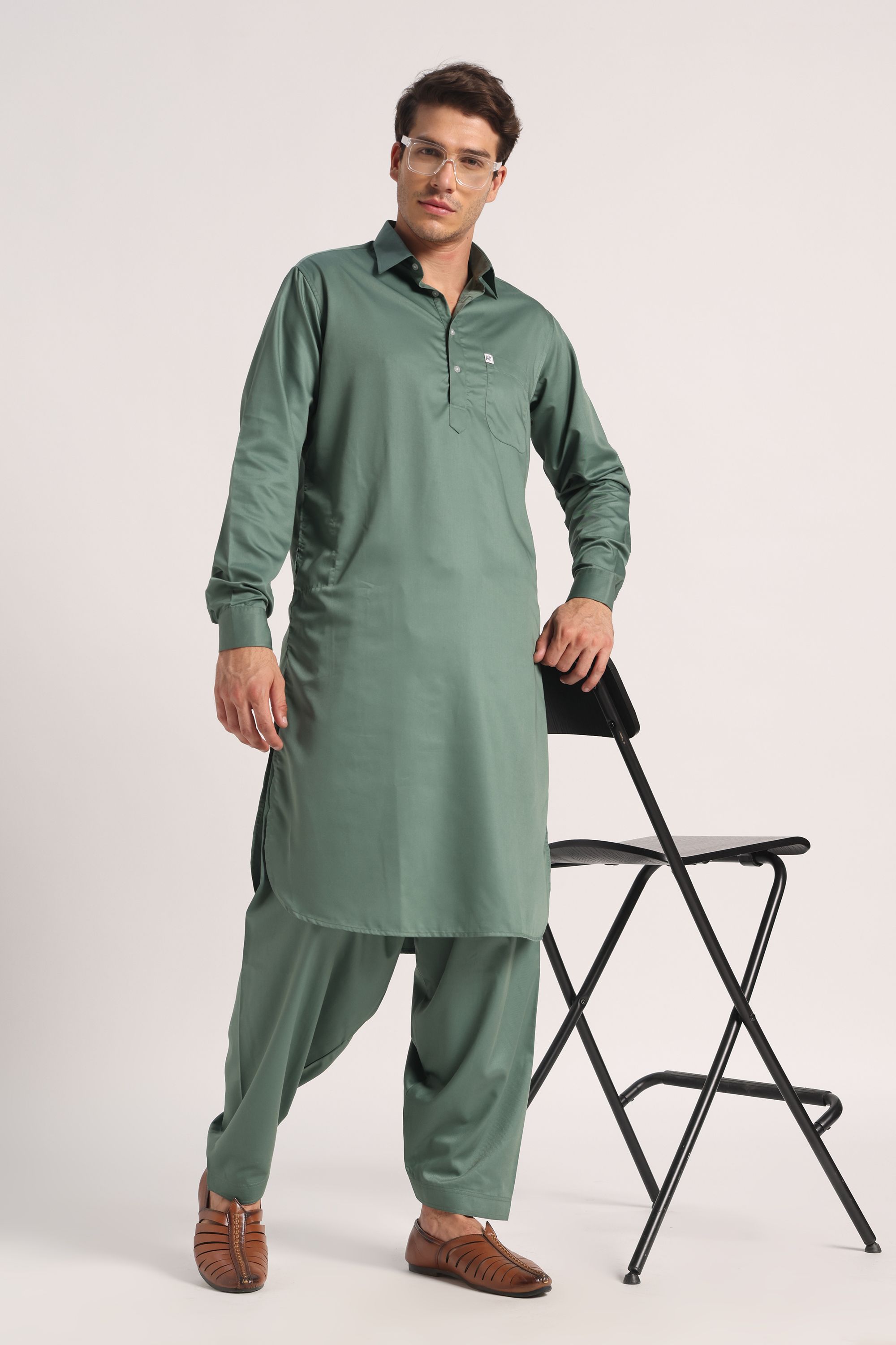 Rehan Kurta Signature Sage Green Pathani Suit